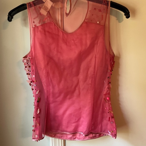 STUNNING Vintage Max Azria Collection embellished shell/top with sheer back - Picture 3 of 5